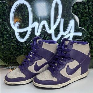 Nike Purple and Cream Women's High-Top Sneakers